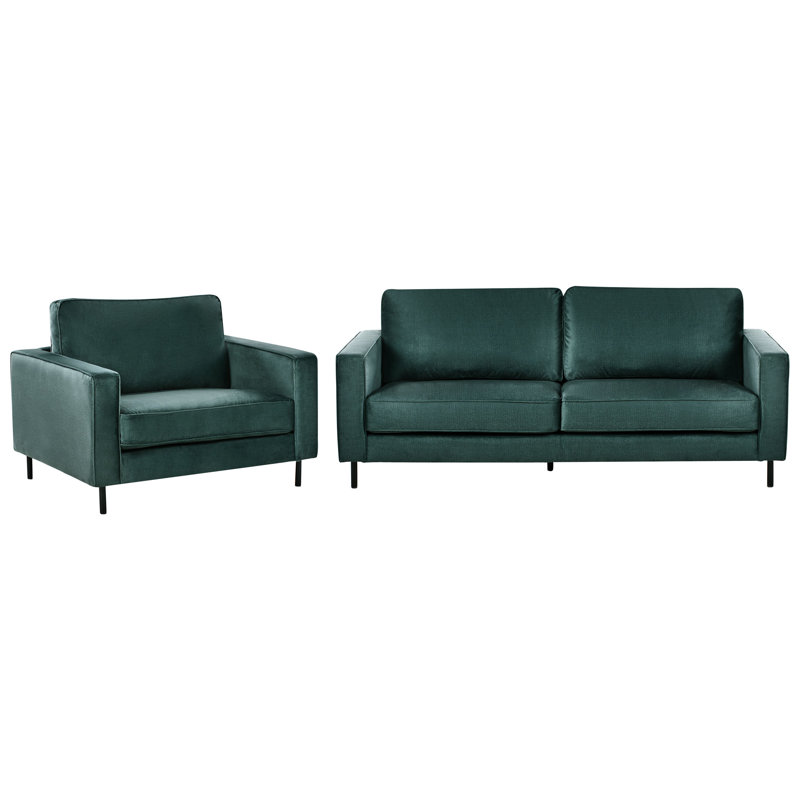 Boucle Living Room Set Telluride, Green Velvet