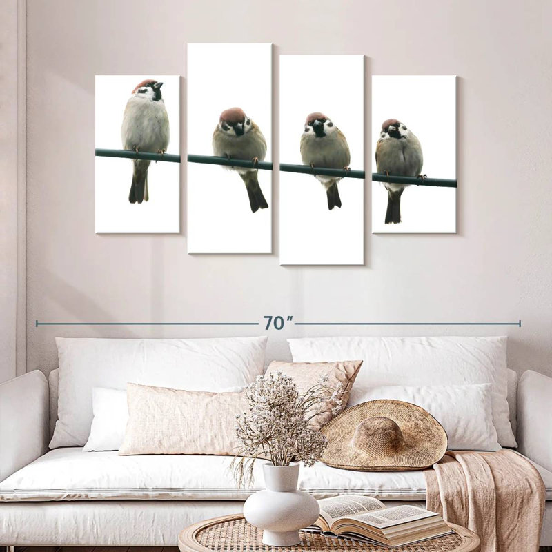 Petits oiseaux amies de Brampt, H 32 po x l 52 po