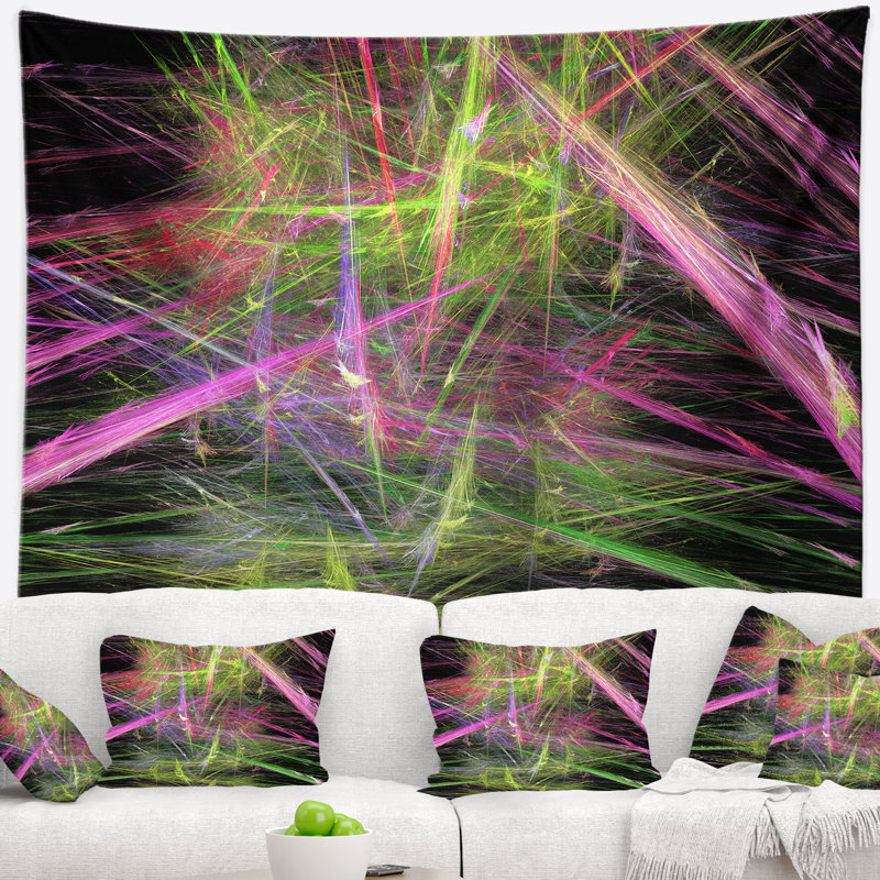 Tapisserie de motif fractal rose vert rose, H 78 po x l 92 po