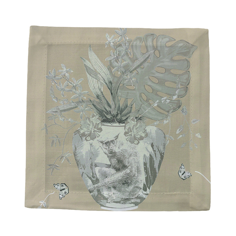 Monkey Large Jungle Cotton Sateen Cocktail Napkins, Greenwich