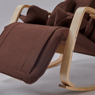 Full Massage Function - Air Pressure - Comfortable Relax Rocking Chair, Lounge Chair Relax Chair With Cotton Fabric Cushion Brown