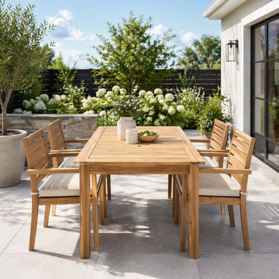 Expandable Acacia Wood Outdoor Dining Table