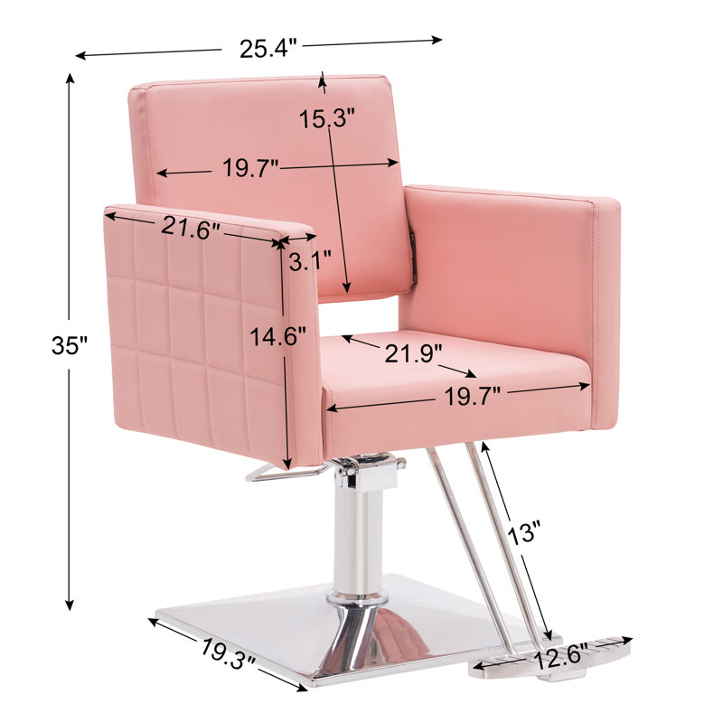 Spring Street 63.5cm W Faux Leather Hydraulic Barber Salon Chair with Metal Frame, Pink