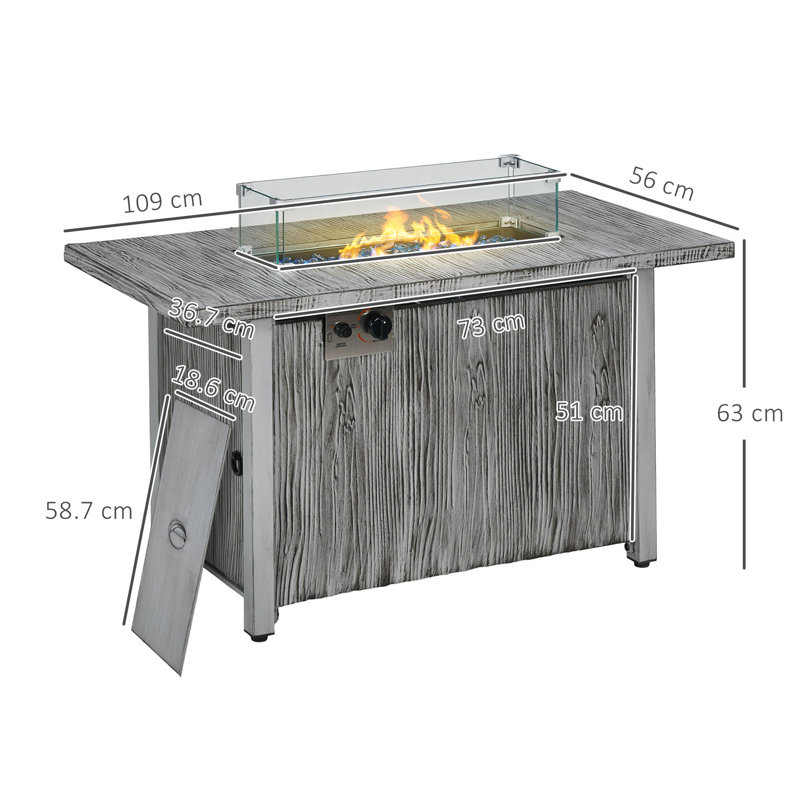Rectangle Propane Smokeless Fire Pit Table with Hidden Fuel Tank