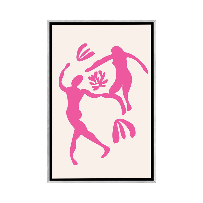 Dancing Dance-impression d’art graphique-impression, H 60 po x l 40po x P 1,5 po, Toile avec cadre argenté, Pas de tapis