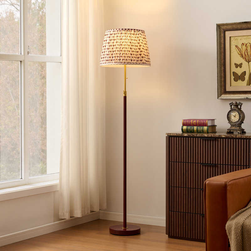 Lampe sur pied moderne réglable avec abat-jour en tissu