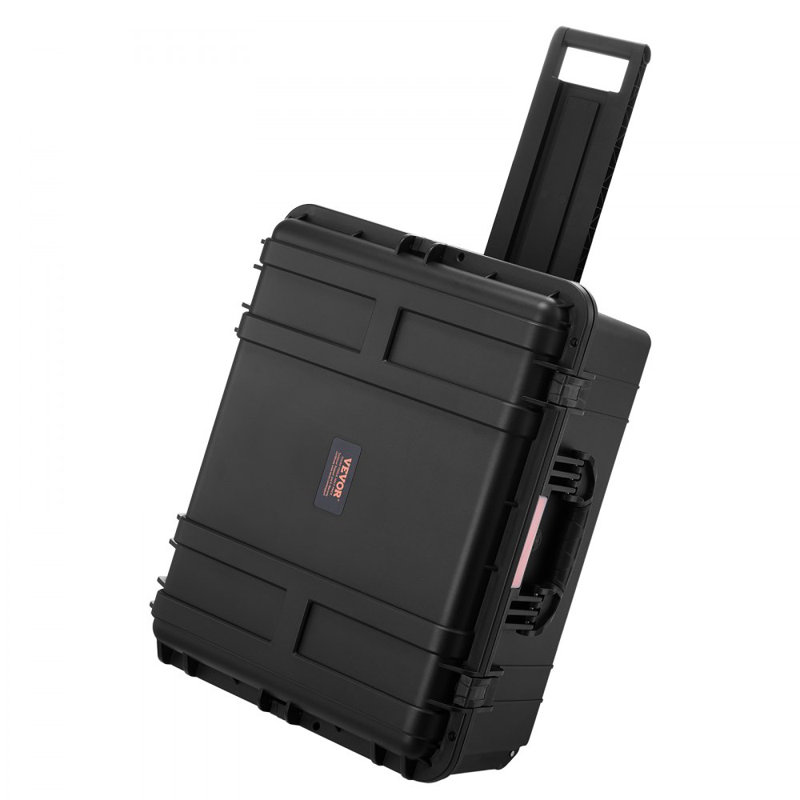 Weatherproof Hard Case, Heavy Duty Protective Dry Box Case with Pre-Cut Foam, Wheels & Retractable Pull Handles for Travel, Hunt, Military, Tactical, IP67 Waterproof Case for Cameras(63x50x32)