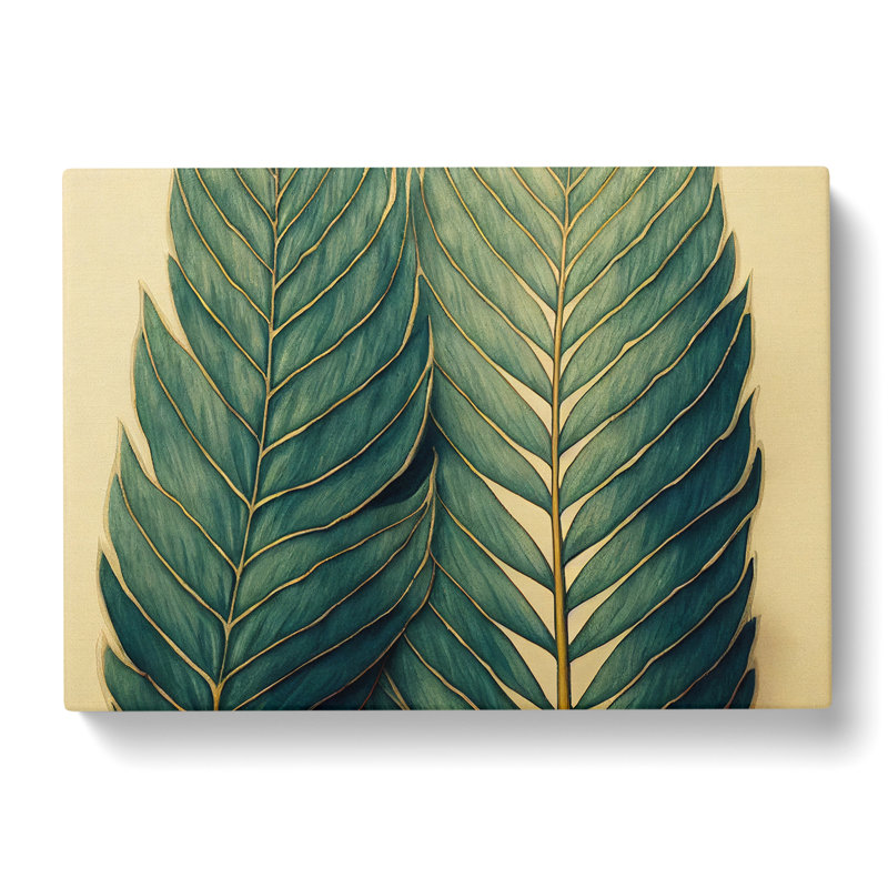 XXX-H1022-WF-10307X Wonderful Fern Leaf - Wrapped Canvas Painting, 35cm H x 50cm W x 3cm D