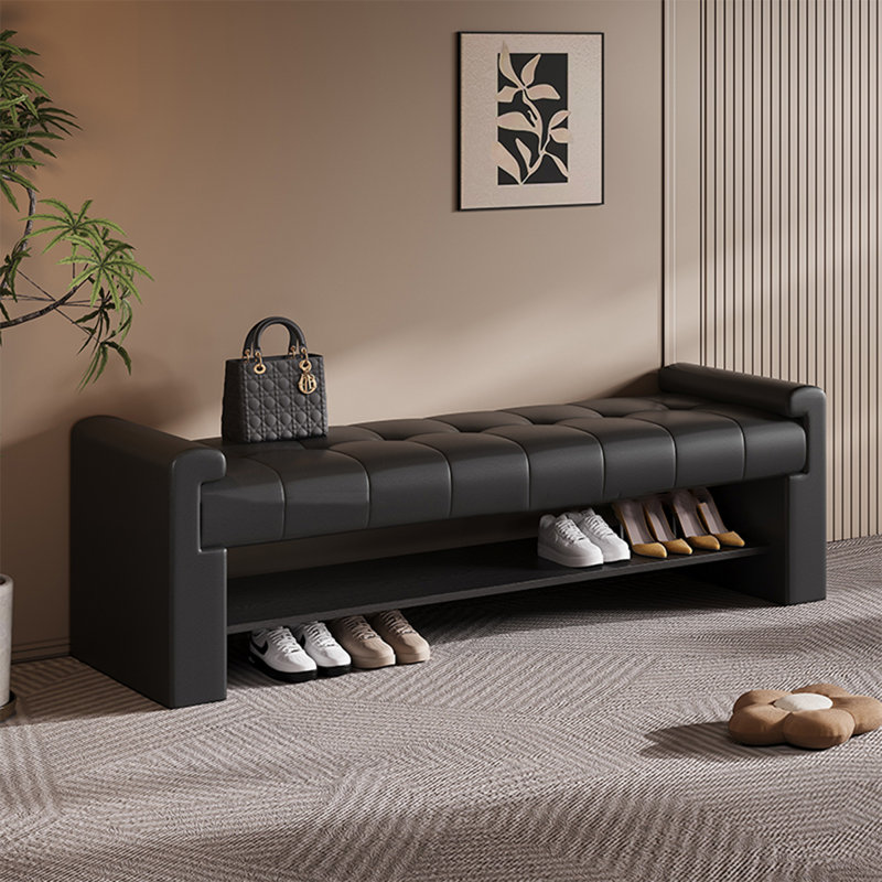 Banc rembourré, H 18,90 po x l 55,12 po x P 15,75 po, Noir