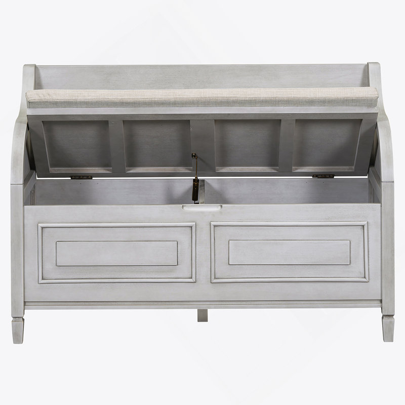 Rustic Multifunctional Storage Bench (Gray Wash+Beige), Gray Wash