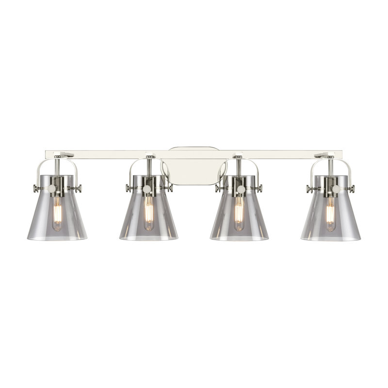 Éclairage pour meuble-lavabo mural 6 po 2 lumières Sidman, Fumée, Nickel poli, Quatre lumières