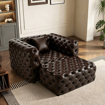 48.4" Modern Faux Leather Chair Sofa Set,Button Tufted Design,Upholstered Modular Sectional Couch Sofa With Ottoman
