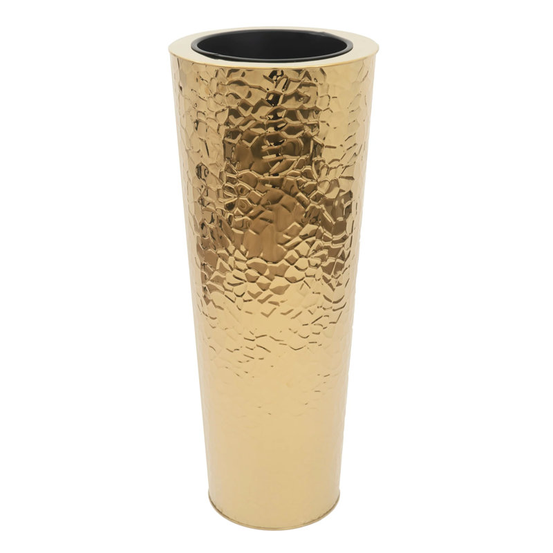 Manase Handmade Metal Planter, 36" H x 16" W x 16" D, Gold