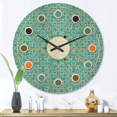 Horloge murale en bois à motif abstrait III