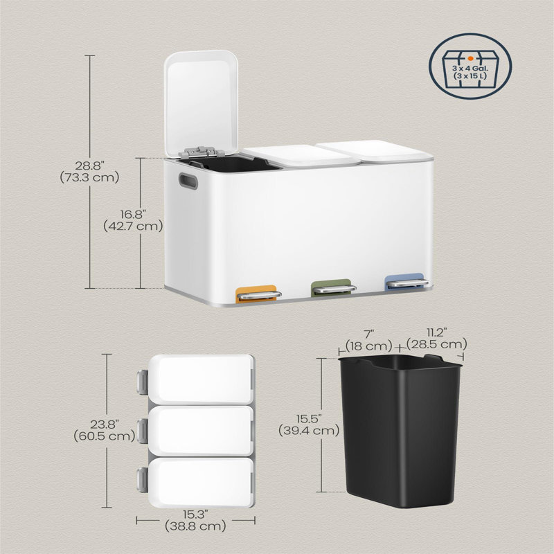 Steel Step On Kitchen Trash Can - 45L