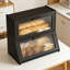 Boîte à pain en bambou à double couche avec porte ondulée en acrylique, récipient de rangement de comptoir de cuisine de grande capacité pour le pain et les produits de boulangerie-1234819441