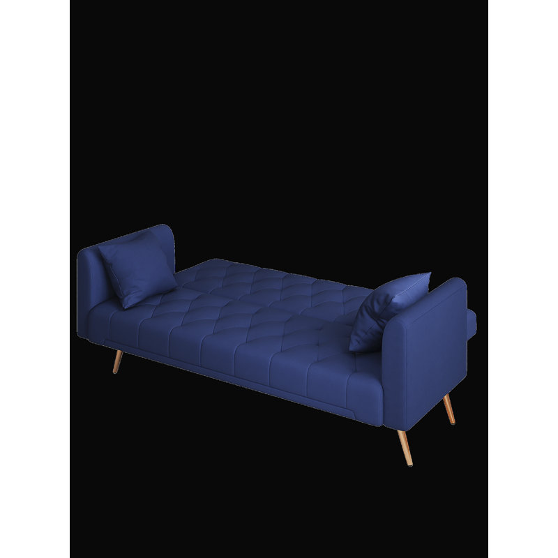 71-inch convertible love seat sofa, American retro blue velvet material, suitable for small living room, bedroom, office