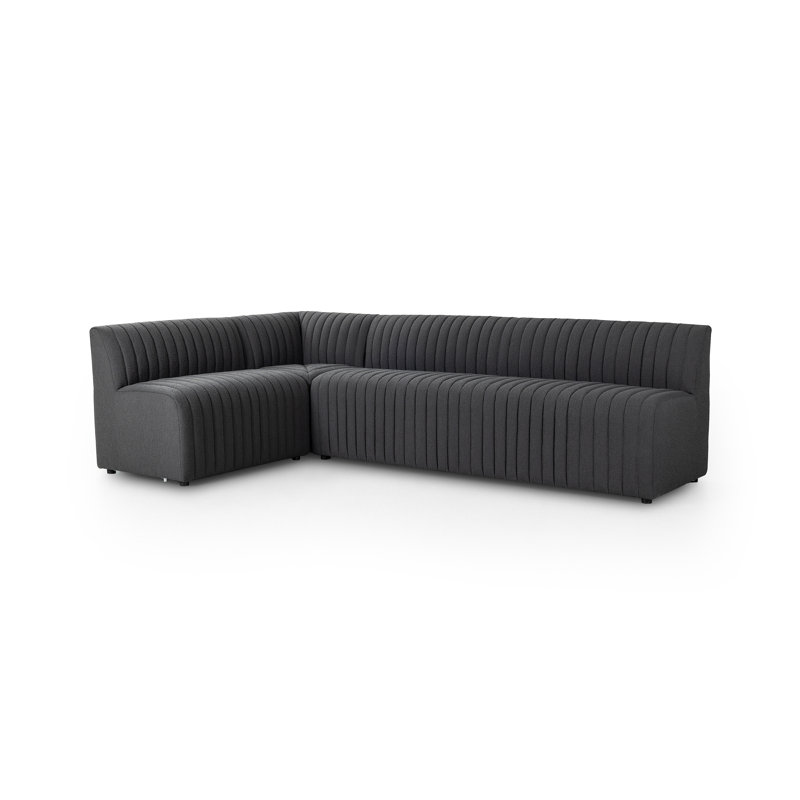 Brandt Upholstered L-Shaped Sectional Left Hand Facing, Charcoal Polyester, 31.5" H x 110" W x 66.5" D