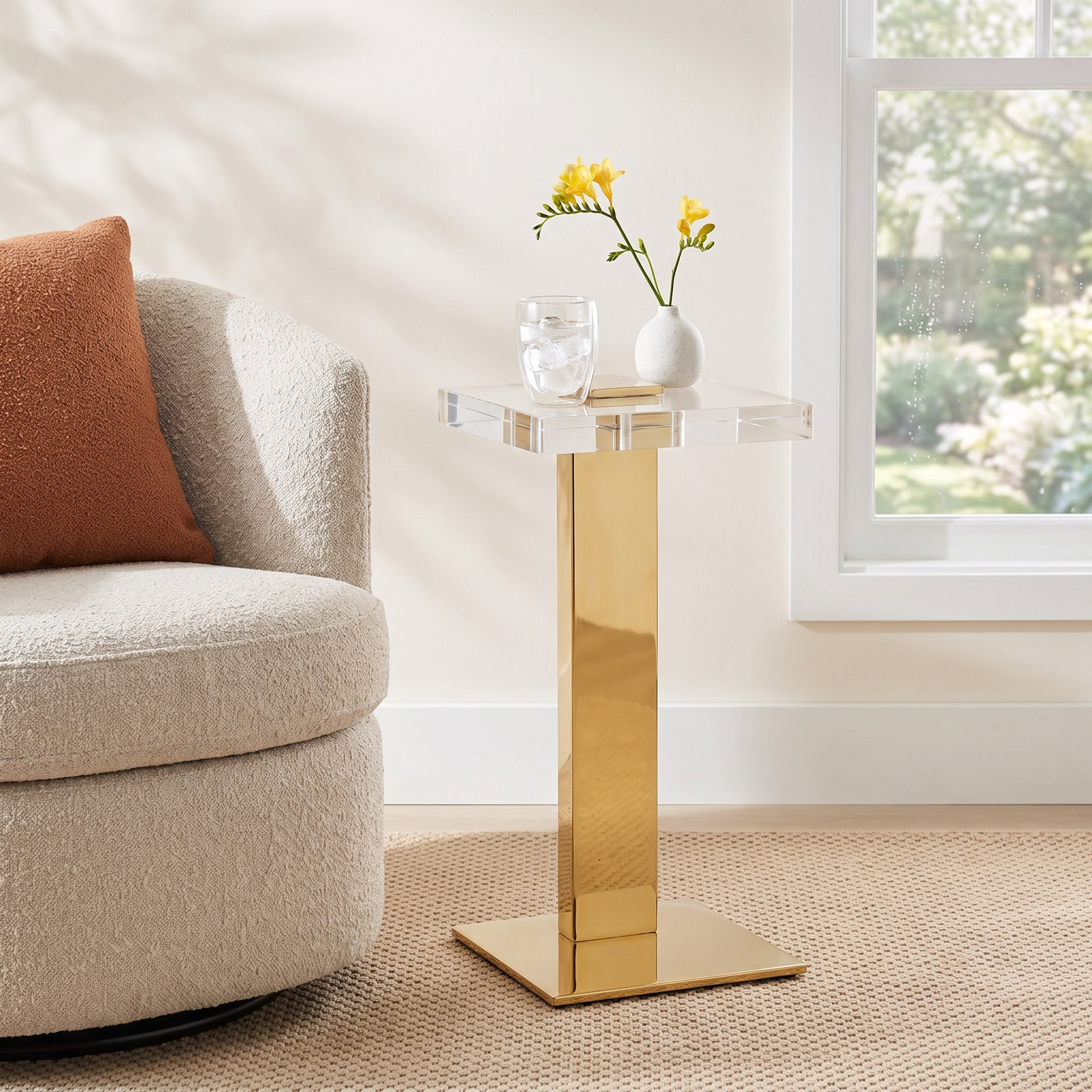 O'Hara End Table, Clear, Gold