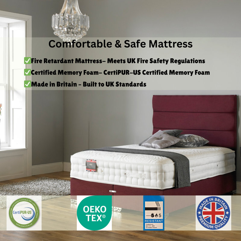 27cm Memory Foam Pocket Sprung 3000 Mattress, Med-Firm Feel, Ideal for Back Pain Relief, Double (4'6)