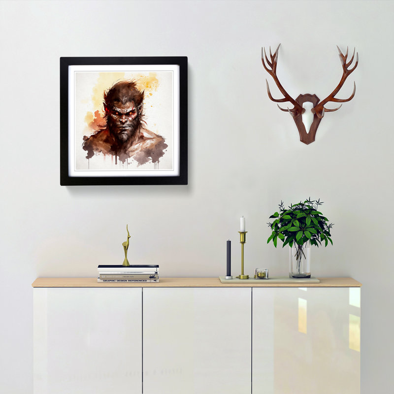 Werewolf Watercolour - Framed Print, Black
