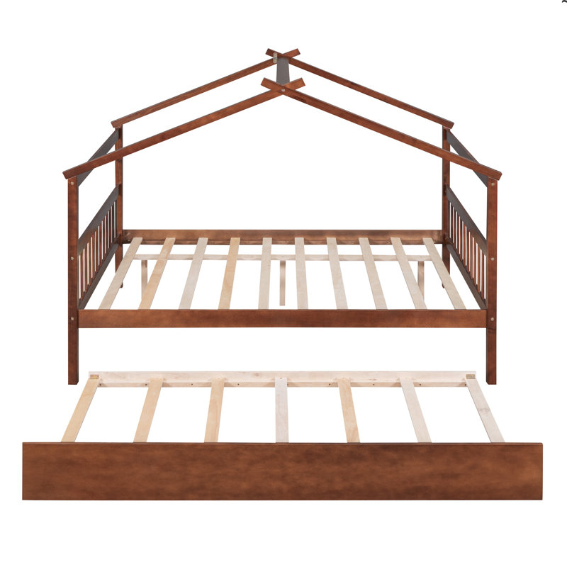 Aashini Kids Platform with Trundle, Full, Walnut