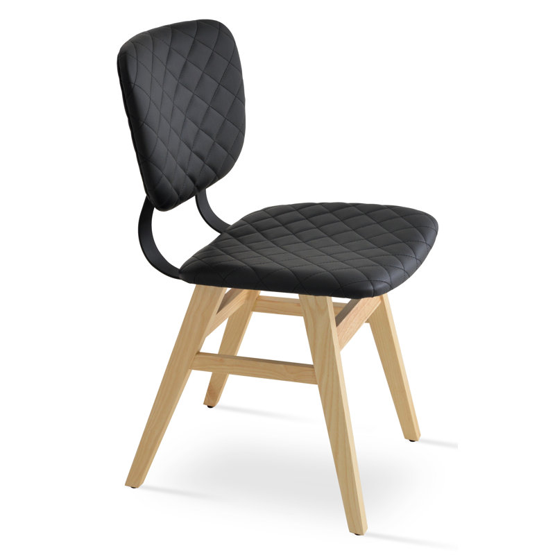 Chaise de salle à manger Hazal, Bois de frêne naturel, Blanc familier