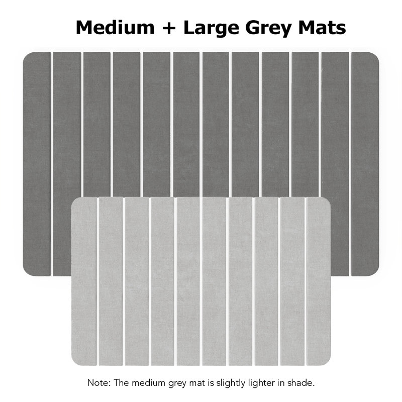 Diatomite Quick-dry Water-absorbing Bath Mat Set - Large + Medium Mats, Gray