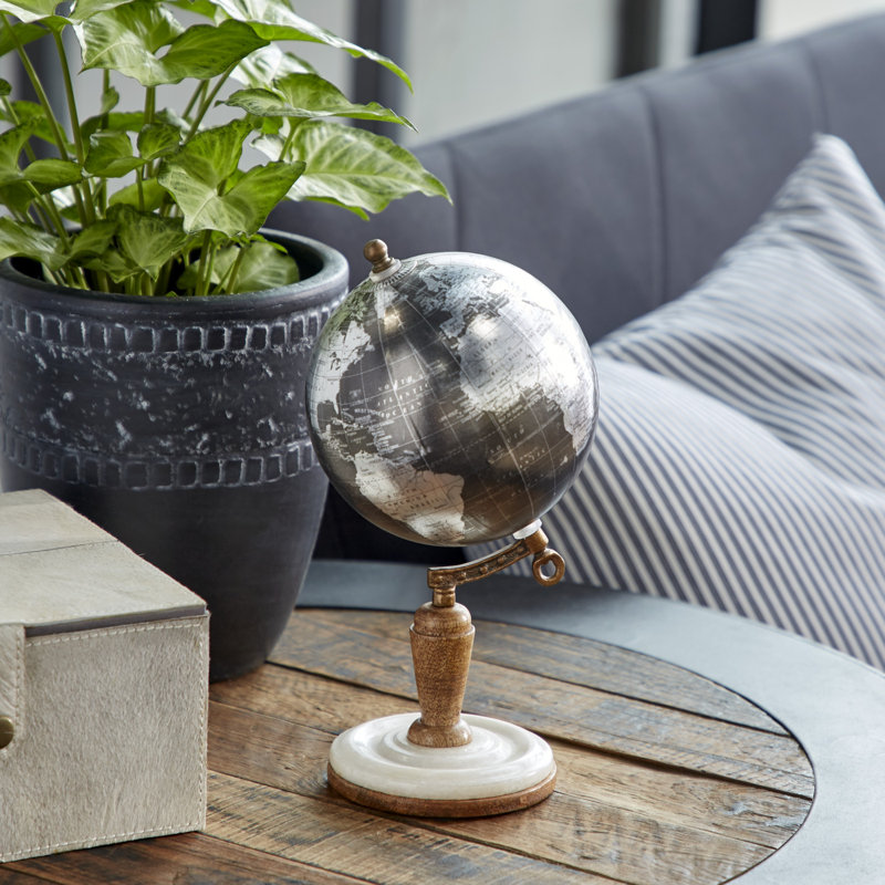 Plastic Educational/Geographic Earth Globe with Marble Base, Black