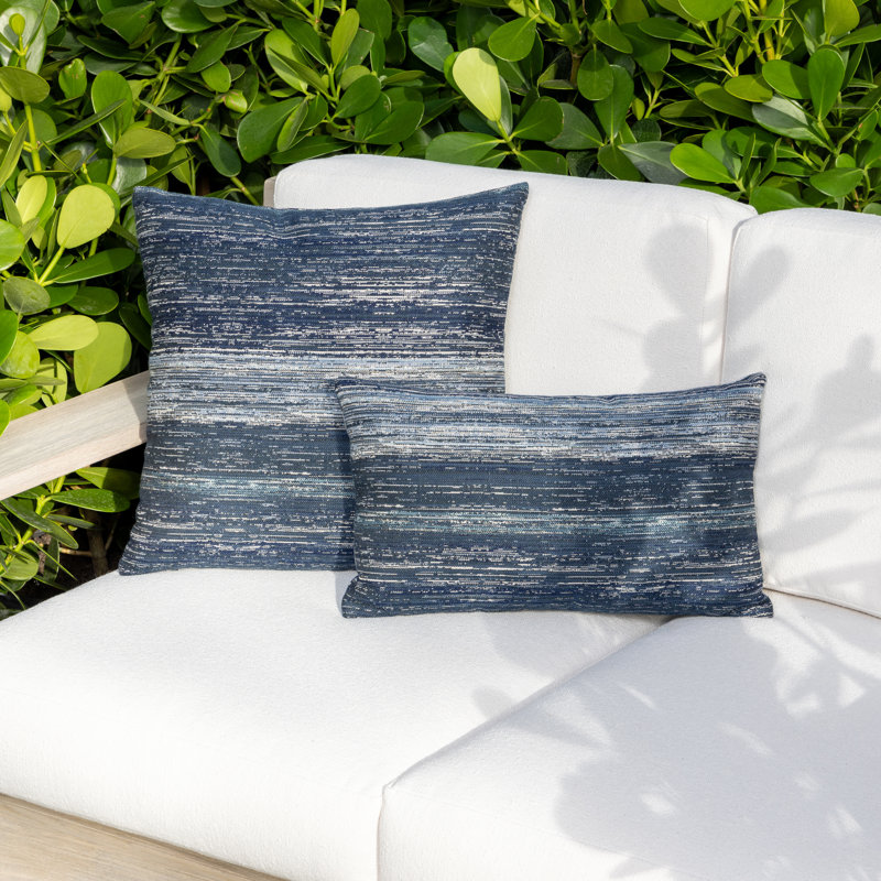 Textured Throw Square Outdoor Pillow Cover & Insert by Elaine Smith, 20"H x 20"W, Indigo