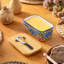 Poreclain Butter Container With Sealed Lid And Butter Knife with Porcelain Handle, Ceramic Stamping In Bohemian Style, Green, Bamboo Lid With Silicon Seal, Keep Butter Fresh, Food Container, 6.5in-132234425