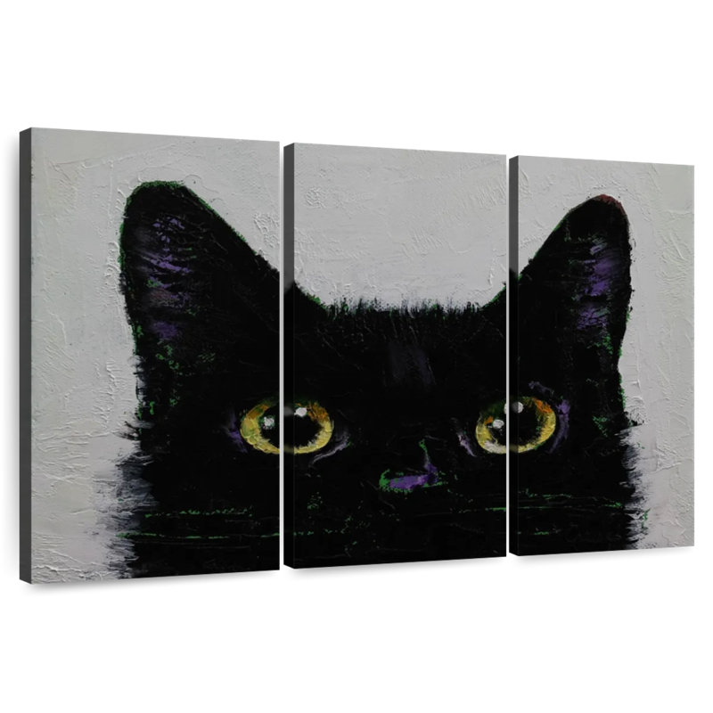 Black Cat Peeking, 48" H x 74" W