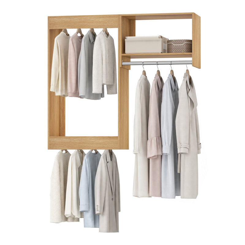 Système de garde-robe modulaire, design polyvalent et personnalisable pour un rangement et une organisation efficaces, en bois