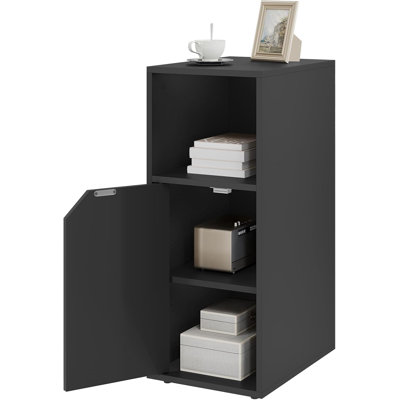 Narrow bedside table, side table with open compartment and door, adjustable shelf, 25 x 62 x 35cm, bedside table