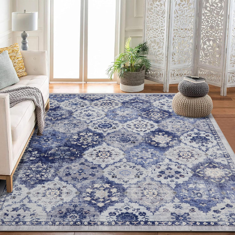 Washable Rugs Living Room ,Machine Washable Rectangle Soft Vintage  Rugs for Bedroom, Kitchen, Office Anti-Slip Non Shedding