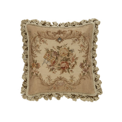 Needlepoint Fringed Reversible Throw Pillow