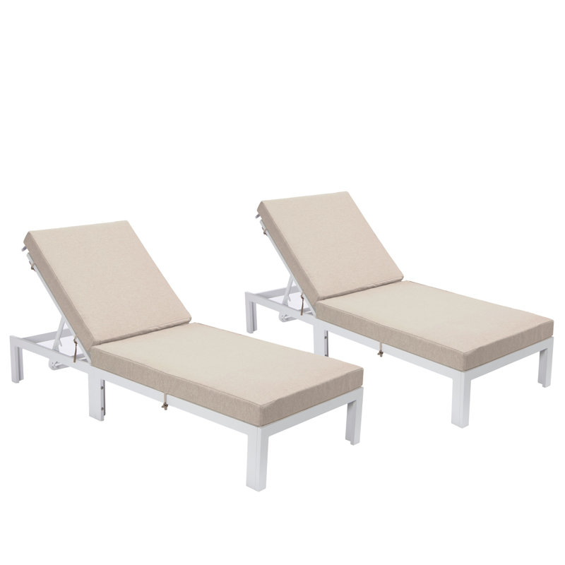 Chaise longue inclinable longue avec coussins 74,8 po Chelsea, Beige