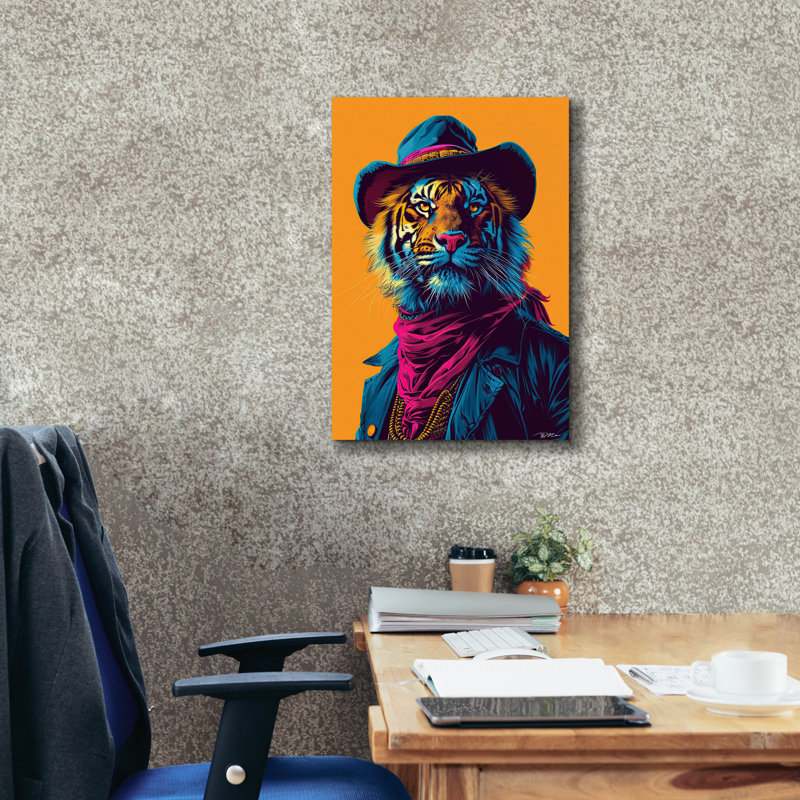 Toile épique «Western Tiger» par Momart, H 26 po x l 18 po x P 0,75 po