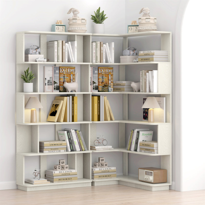 Bibliothèque d'angle peu encombrante de 90 cm + bibliothèque libre extensible de 80 cm, ensemble de 2 tablettes de présentation et 4 autres couleurs optionnelles, meubles librement combinés et assortis