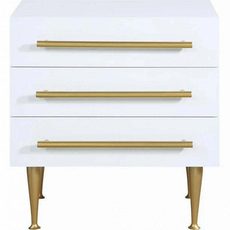 Table de chevet à 3 tiroirs Modern, Blanc
