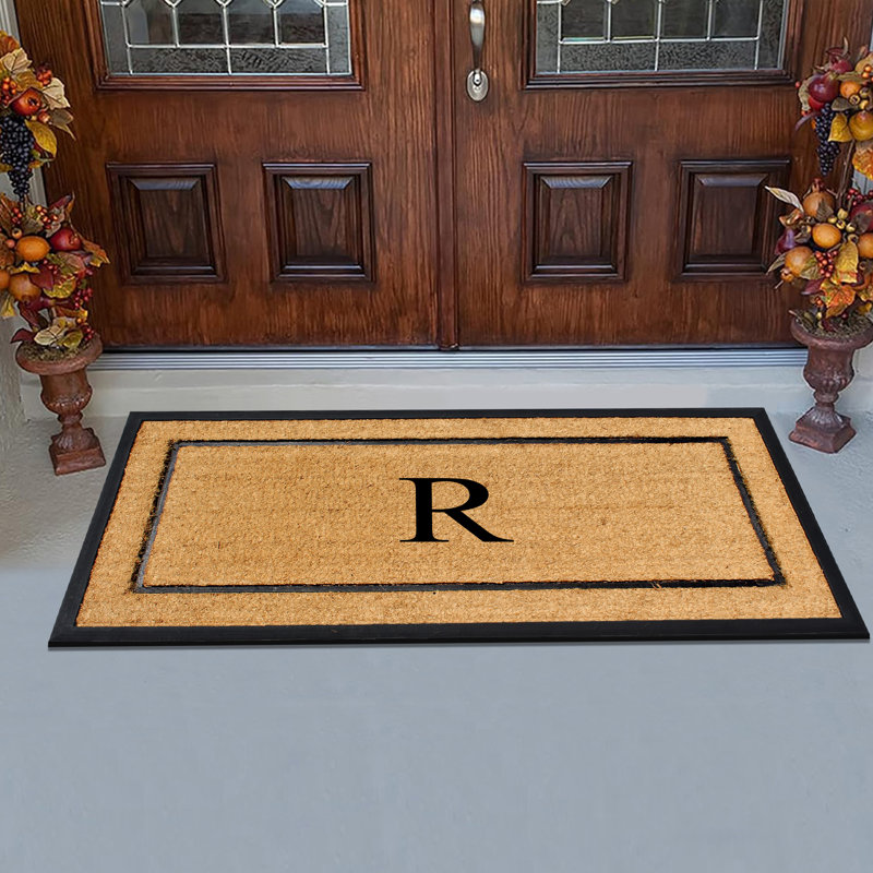 Ironton Natural Coir & Rubber Large Monogrammed Doormat, Thick Durable Entry Mats for Entrance Heavy Duty, Thin Profile, Long Lasting Front Door Mat - 30"x60"