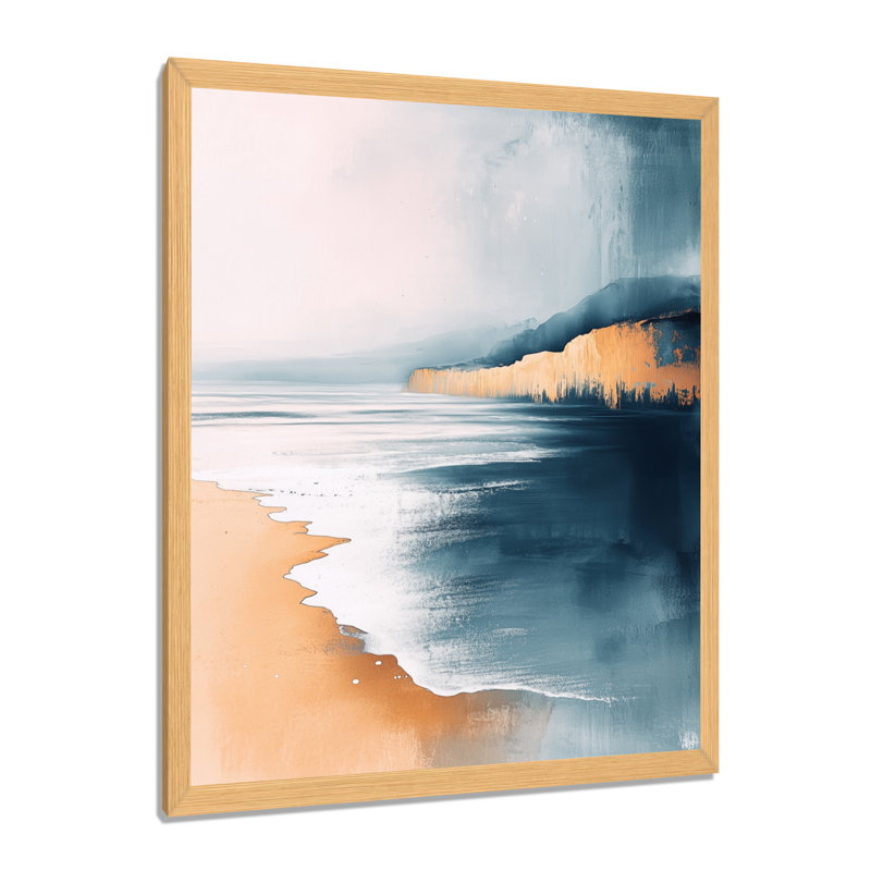 Sables côtiers bleus et blancs - Tableau encadré, H 20 po x l 12 po, Natural Picture Framed