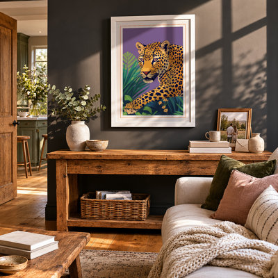 Golden Leopard Art Deco - Framed Print
