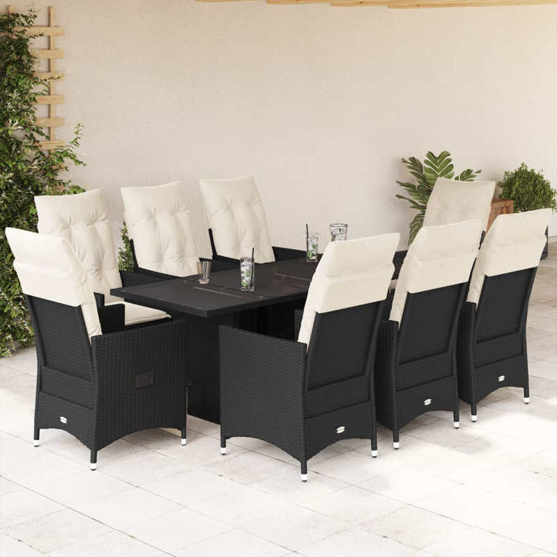  Garden Dining Set Black, Cream White
