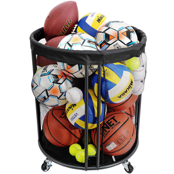 Garage Ball Storage Rack - Wall Mounted Vertical Ball Holder Basketball Soccer Volleyball Football Space Saving Sports Equipment Organizer Garage Indoor Roo