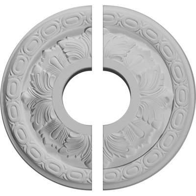 Endurathane Leaf Ceiling Medallion, 11 3/8"OD x 3 5/8"ID x 1 1/8"P (Fits Canopies up to 5 1/4"), Factory Primed