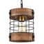 Luminaire suspendu cylindrique en bois patiné