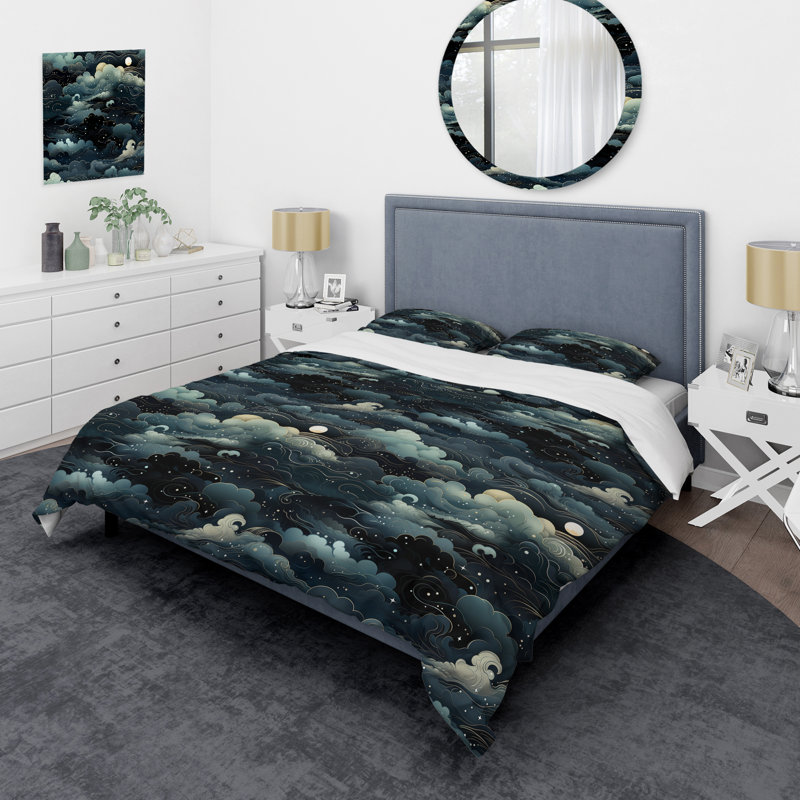 Literie Lunar Haze Moody, Housse de couette simple + 1 taie décorative stan