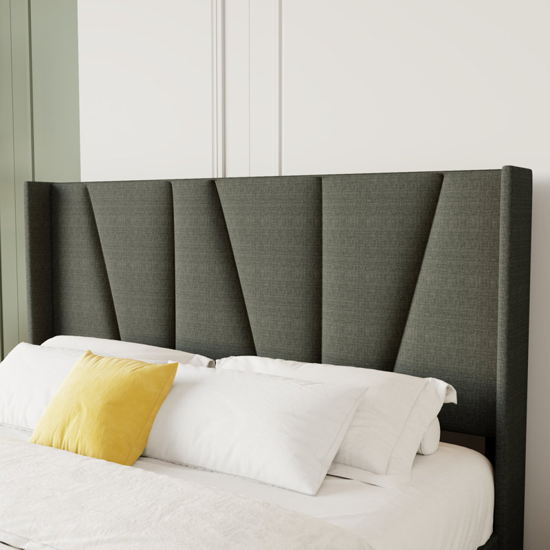 Gyda Upholstered Platform Bed, Queen, Dark Gray