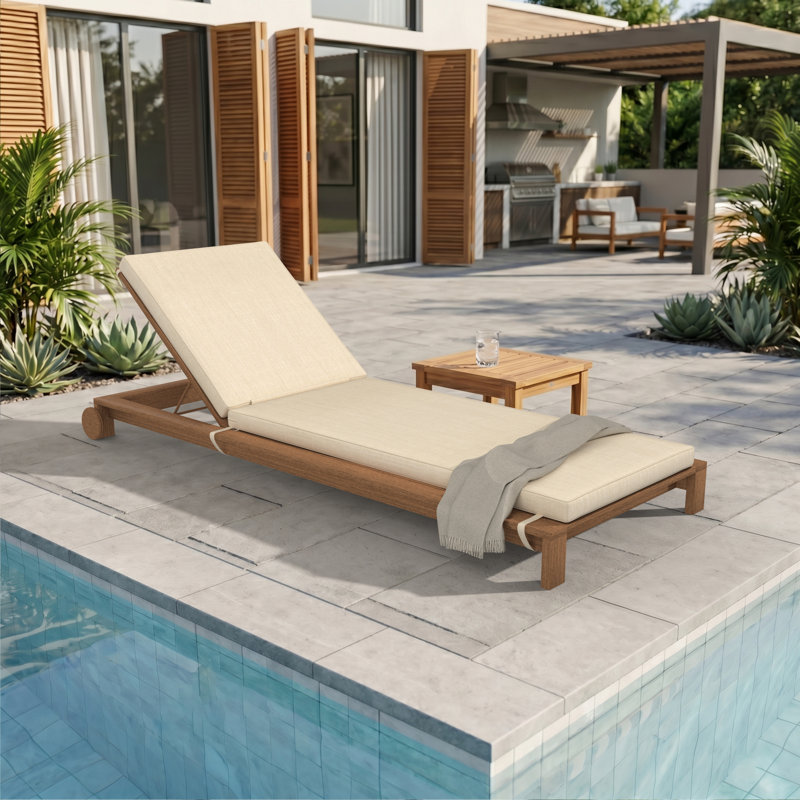 Sunbrella® Outdoor Chaise Cushion, 26" W x 80" D, Canvas Flax